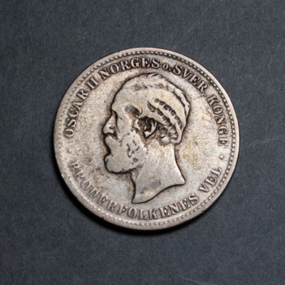 SLM 12597 12 - Mynt, 2 kronor silvermynt 1894, tillverkat i Norge, Oscar II