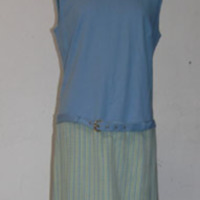 SLM 33027 - Ärmlös klänning av bomullstrikå använd på 1970-talet