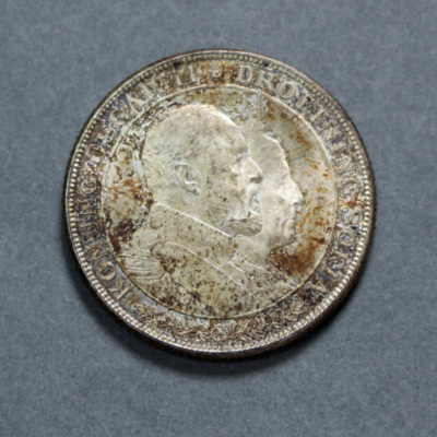 SLM 16741 - Mynt, 2 kronor silvermynt typ VII (guldbröllopet) 1907, Oscar II och Sofia