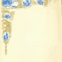 SLM 9197 - Stålstick, brevark med tryck i guld och blått, yrkesutövande människor i scener