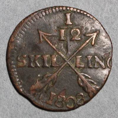 SLM 16471 - Mynt, 1/12 skilling kopparmynt 1808, Gustav IV Adolf