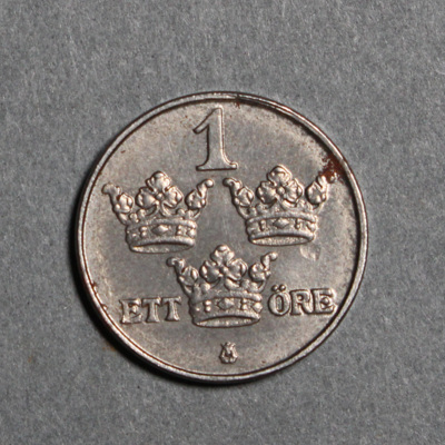 SLM 12597 64 - Mynt, 1 öre järnmynt 1917, Gustav V