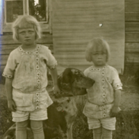 SLM P09-1096 - Paul och brodern Carl Filip Sjöström med hund, 1920-tal