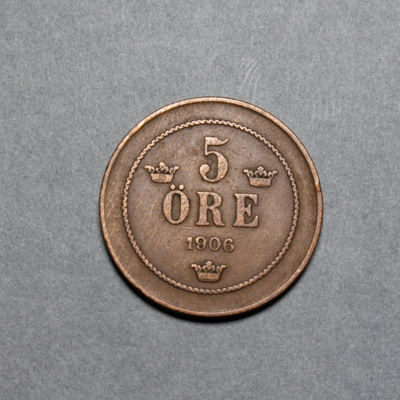 SLM 8388 - Mynt, 5 öre bronsmynt 1906, Oscar II