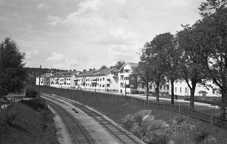 Järnvägsgatan från träbron mot Centralen. Fotot...