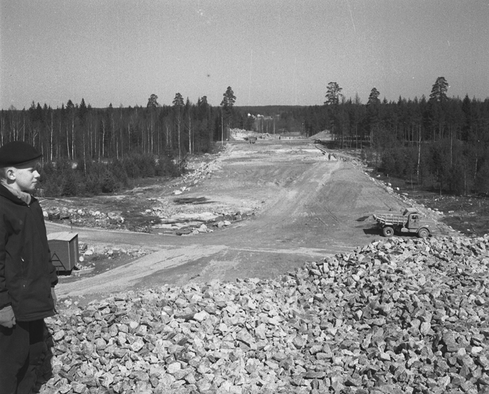 E4 under byggnad. Fototid: 1960-1962.