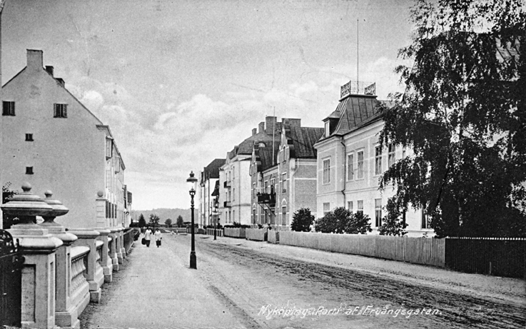 Nyköping Parti af Fruängsgatan. Fototid: 1913-1...
