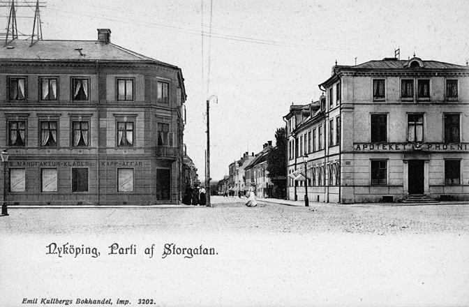 Nyköping. Parti af Storgatan. Fototid: 1901-1902.