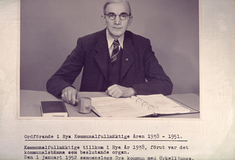 Ordförande i Rya Kommunalfullmäktige åren 1938 ...