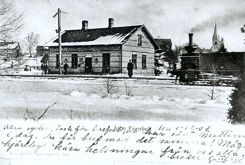 Järnvägsstationen Åsbo-Fagerhult 1902. 