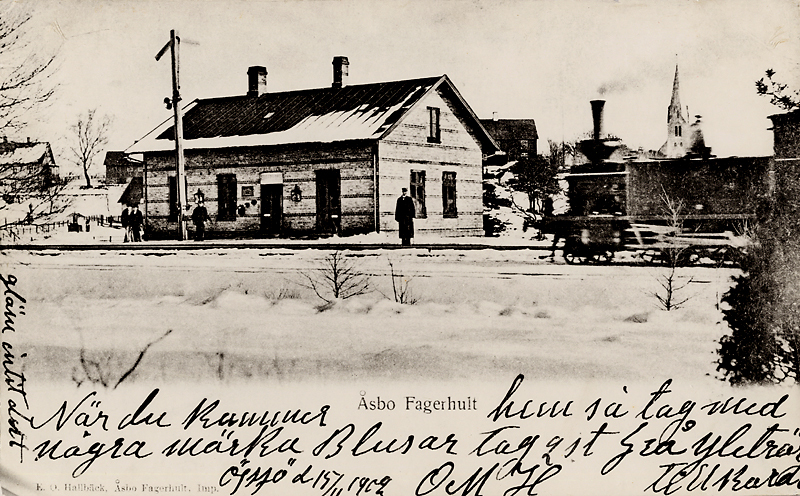 Järnvägsstationen Åsbo - Fagerhult 1902.