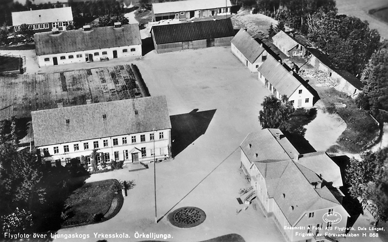 Flygfoto över Ljungaskogs Yrkesskola.