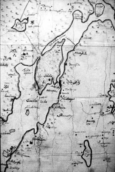 Del av karta över Järfälla omkr 1690