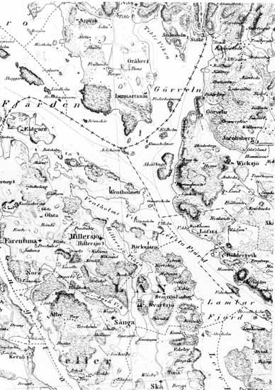 Del av topografiska kårens karta. Uppmätt 1820-...