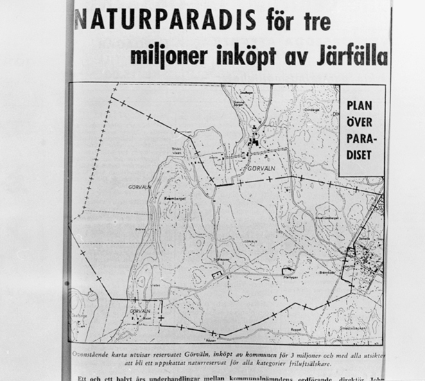 Karta över Görvälns naturreservat. Området inkö...