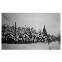 000898 - Snöbild från Gissleröd, mot Grebbestads kyrka