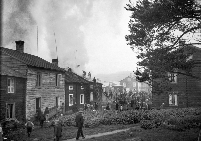 Brand i kyrkstan i Åsele 1935