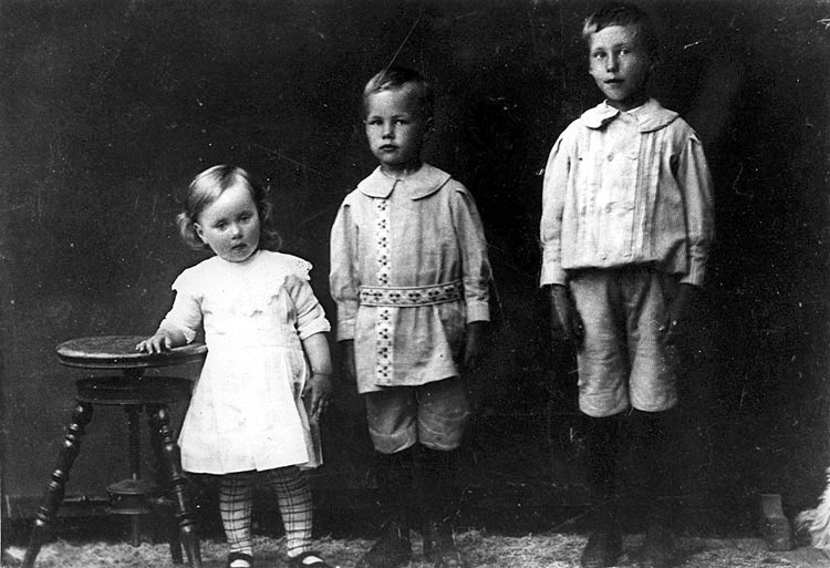 Syskonen Anny, Axel och Alfons Österlund. Deras...