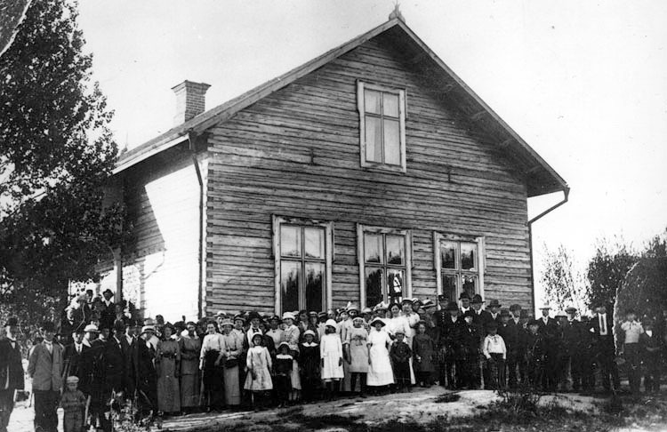 Blåbandsfest i skolhuset i Avasjö år 1915.