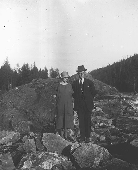 Edvin Johansson med sällskap 1930 Storforsen, A...