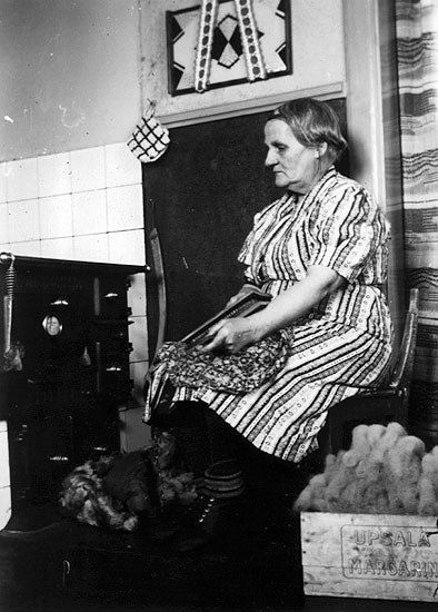 Fru Ida Bergkvist, Skansholm, kardar ull år 1939.