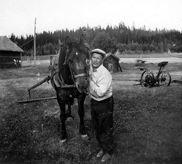 Jonas Perssons gård, cirka 1955. Edor Persson, ...