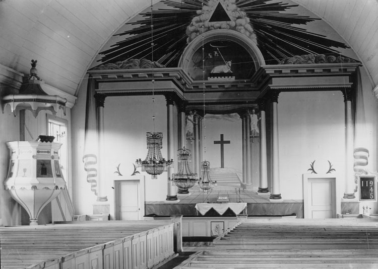Vilhelmina kyrka interiör 1890-talet.