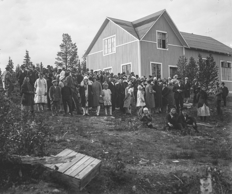 Missionsmöte i Slussfors. Foto omkring 1925.