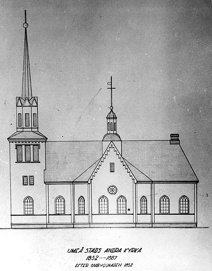 Umeå stads andra kyrka 1852 -1887. Efter ombygg...