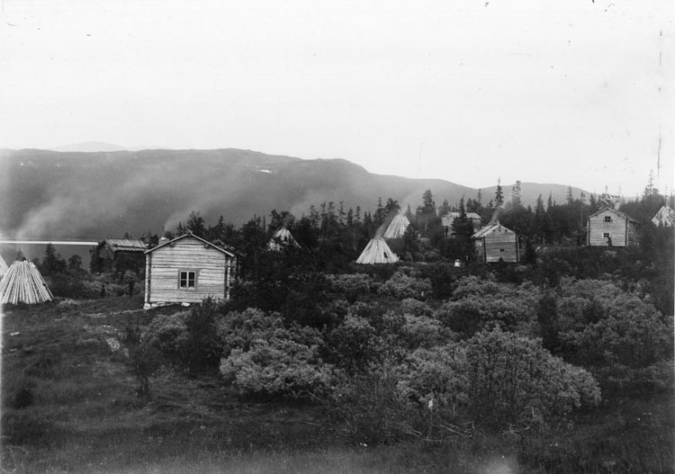 Hus och kåtor i Fatmomakke. Bild från 1890-talet.