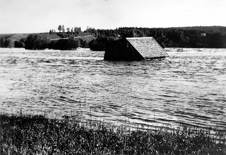 Kåddisholmen översvämningsåret 1938. Vattenföri...
