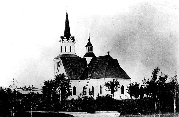 Umeå stads kyrka efter ombyggnaden 1852.
