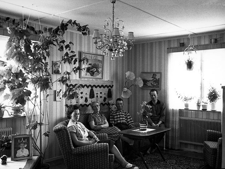 Familjen Halvar Hamrin fotograferad i vardagsru...