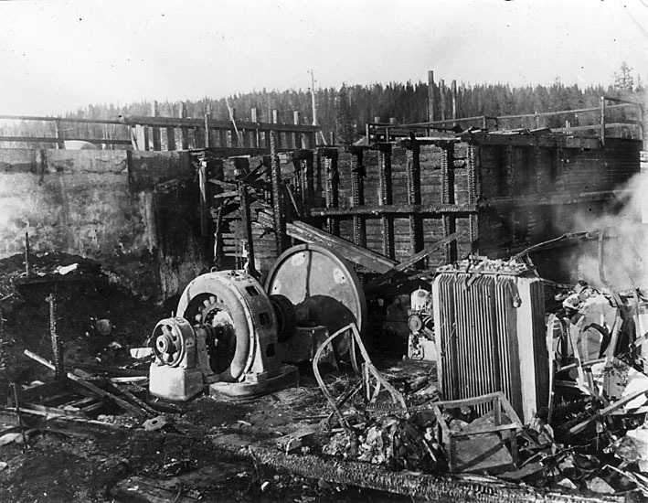 Efter branden i Älglunds kraftsstation, 30/4 1926.