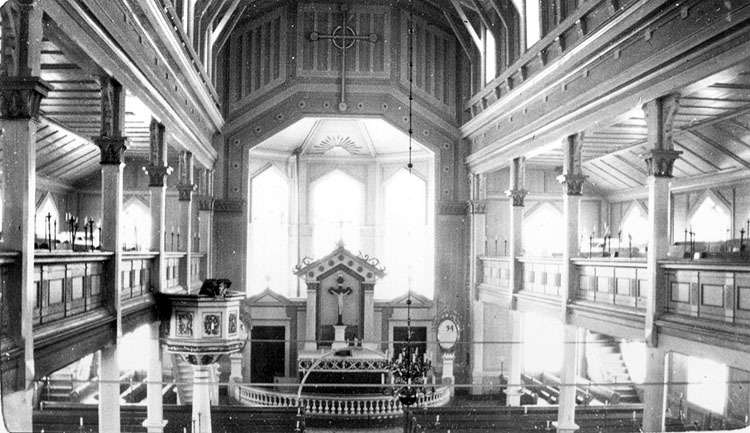 Interiör från kyrkan. Ca 1905.
