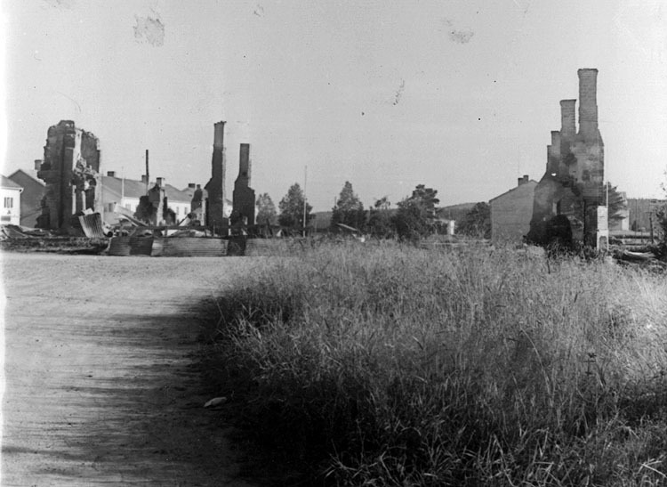 Ruinerna efter branden, 1950.