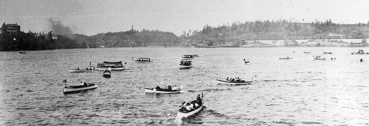 Motorbåtstävling i Kenora, omkring 1910.