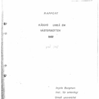 Bergman, Ingela. 1982. - Rapport ark us RAÄ 248, Kåddis, Umeå sn. Västerbotten.