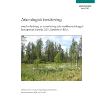 Andersson, Berit. 2009. - Arkeologisk besiktning med anledning av avverkning och markberedning på fastigheten Saxnäs 2:51, Sorsele sn & kn.