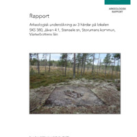 Hedman, Sven-Donald. 2011. - Arkeologisk undersökning av 3 härdar på lokalen SKS 380, Jåvan 4:1, Stensele sn, Storumans kn, Västerbottens län.