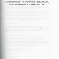 Rathje, Lillian. 1991. - Rapport över arkeologisk undersökning av fångstgropar, RAÄ 318, Dalasjö 1:22, Vilhelmina sn & kn. Västerbottens län.