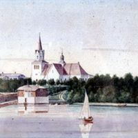 Vy af Umeå stad före branden 1888