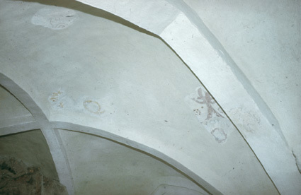 Djurröds kyrka. Fragment av målningar i korvalvet.