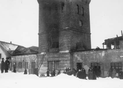 Lastageplatsen 1929. Brand i Spisbrödsfabriken.