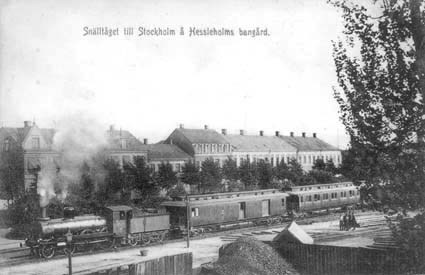 Snälltåget till Stockholm å Hessleholms bangård.