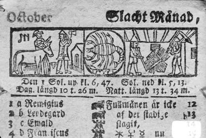 Bild ur almanacka år 1666 Oktober