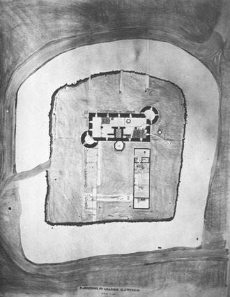 Planritning av Lillös slottsruin.