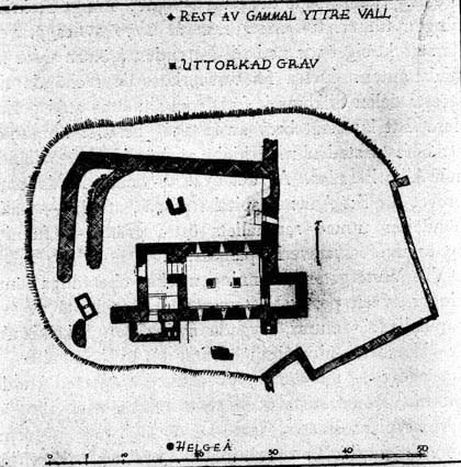 Plan av den av grävning 1892-93, resterna av bo...