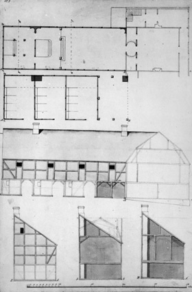 Förslag till nybyggnad åt gården. (1820-23?)