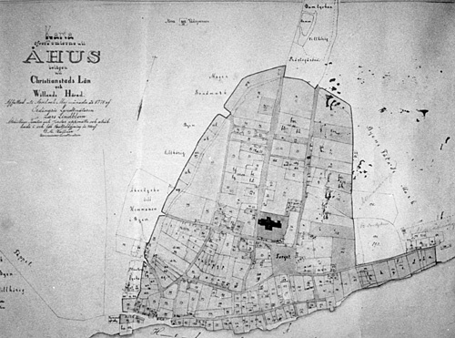 1770 + 1853 års karta över Åhus by.